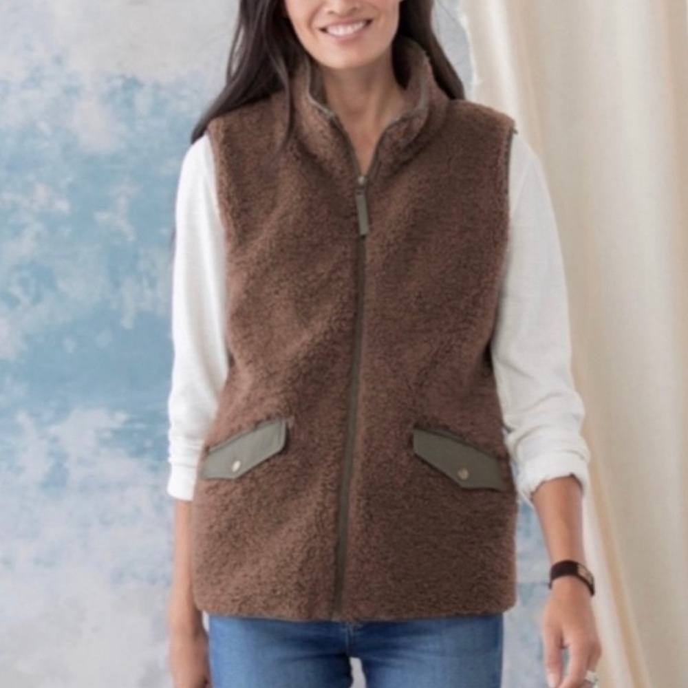 Sundance Catalog Kaia Sherpa Vest Brown Size XS